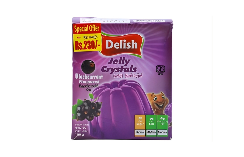 DELISH BLACKCURRANT JELLY CRYSTALS 100G