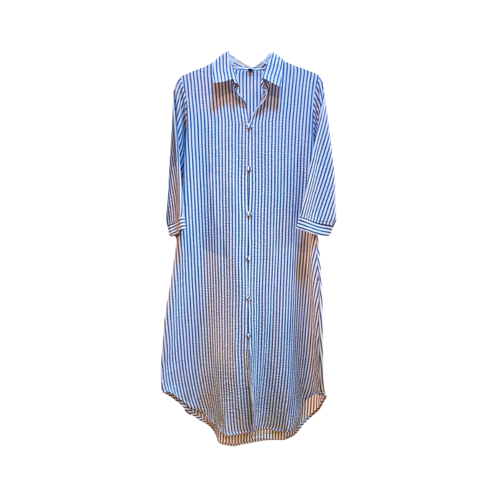 MBS STRIP FROCK WITH COLLAR