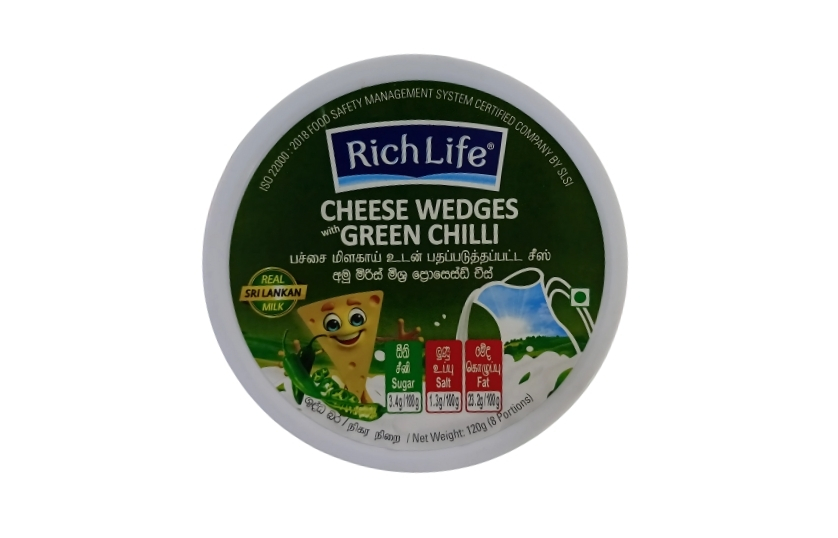 RICHLIFE CHEESE WEDGES GREEN CHILLI 120G