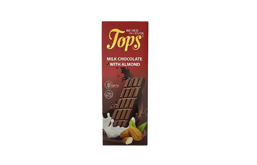 TOPS MILK CHOCOLATE WITH ALMOND SUGAR FREE 100G